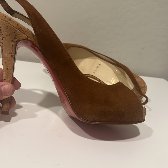 CHRISTIAN LOUBOUTIN SO PRIVATE CORK HEEL SLINGBACK - Picture 7 of 12